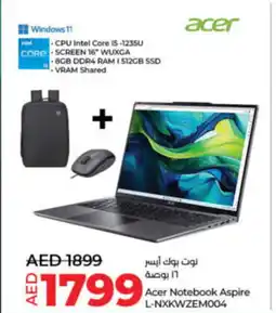 Lulu Hypermarket Acer Notebook Aspire L-NXKWZEM004 offer