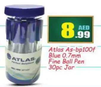 Bigmart Atlas As-bp100f Blue 0.7mm Fine Ball Pen 30pcs Jar offer