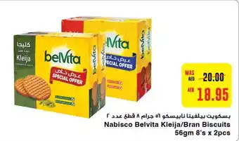 Abu Dhabi Coop Nabisco Belvita Kleija/Bran Biscuits 56gm 8's x 2pcs offer