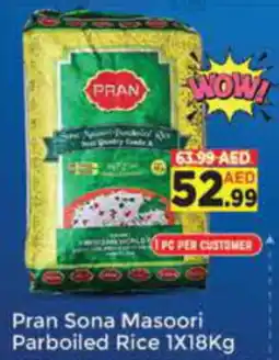 AIKO HYPERMARKET Pran Sona Masoori Parboiled Rice 1 x 18kg offer