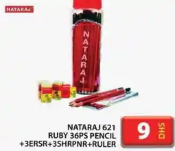 Grand Hyper Market NATARAJ 621 RUBY 36PS PENCIL +3ERSR+3SHRPNR+RULER offer