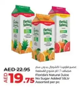 Lulu Hypermarket Florida's Natural Juice No Sugar Added 1.6Ltr Assorted per pc offer