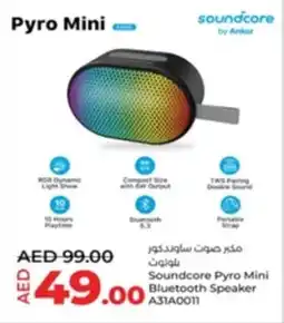 Lulu Hypermarket Soundcore Pyro Mini Bluetooth Speaker A31A0011 offer
