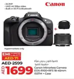 Lulu Hypermarket Canon Mirrorless Camera EOS-R100+RFS 18-45mm ISSTM + Case offer