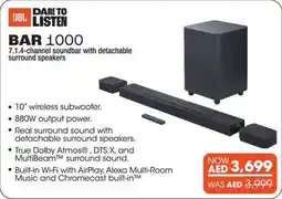 ECity JBL BAR 1000 7.1.4-channel soundbar with detachable surround speakers offer