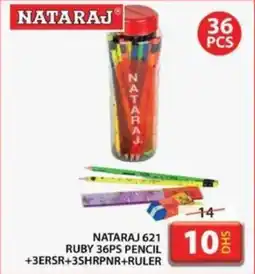 Grand Hyper Market NATARAJ 621 RUBY 36PS PENCIL +3ERSR+3SHRPNR+RULER offer