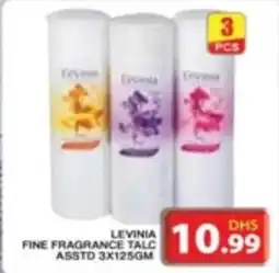 Grand Hyper Market LEVINIA FINE FRAGRANCE TALC ASSTD 3X125GM offer