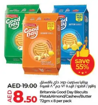 Lulu Hypermarket Britannia Good Day Biscuits Pista&Almond/Cashew/Butter offer