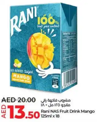 Lulu Hypermarket Rani NAS Fruit Drink Mango offer