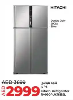 Lulu Hypermarket Hitachi Refrigerator RV990PUKIKBSL offer