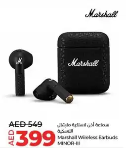 Lulu Hypermarket Marshall Wireless Earbuds MINOR-III offer
