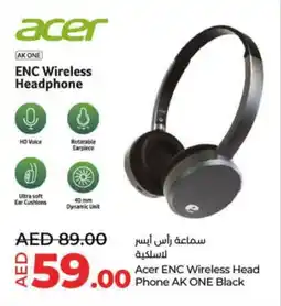 Lulu Hypermarket Acer ENC Wireless Head Phone AK ONE Black offer