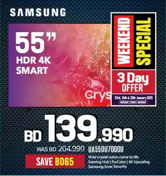 Sharaf DG Samsung HDR 4K Smart UA55DU7000U offer