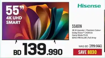 Sharaf DG Hisense 4K UHD Smart TV 55A61N offer