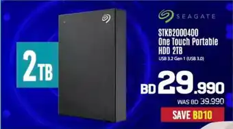 Sharaf DG Seagate One Touch Portable HDD 2TB STKB2000400 USB 3.2 Gen WAS BD 39.990 SAVE BD10 offer