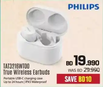 Sharaf DG Philips TAT3216WTOO True Wireless Earbuds offer