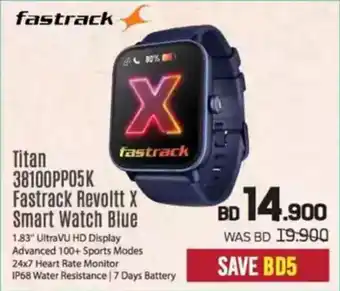 Sharaf DG fastrack Titan 38100PP05K Fastrack Revoltt X Smart Watch Blue offer