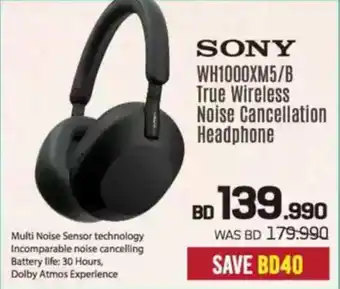 Sharaf DG Sony WH1000XM5/B True Wireless Noise Cancellation Headphone offer