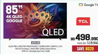 Sharaf DG TCL 4K QLED Google TV 85C655 offer