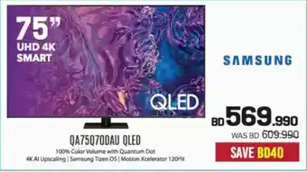 Sharaf DG Samsung UHD 4K Smart QA75Q70DAU QLED offer