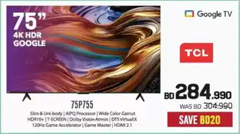 Sharaf DG TCL 4K HDR Google 75P755 offer