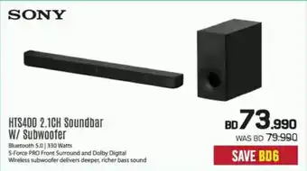 Sharaf DG Sony HTS400 2.1CH Soundbar Wth Subwoofer offer