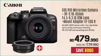 Sharaf DG Canon EOS R10 Mirrorless Camera + RF-S 18-45mm F4.5-6.3 IS STM Lens +Mount Adapter EF-EOS R offer