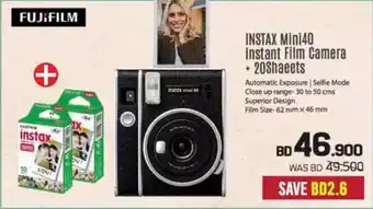 Sharaf DG Fujifilm Instax Mini40 Instant Film Camera + 20Shaeets offer