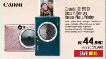 Sharaf DG Canon Zoemini S2 ZV223 Instant Camera Colour Photo Printer offer