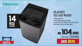 Sharaf DG Hisense WTJA1402T Top Load Washer offer