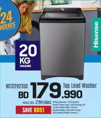 Sharaf DG Hisense WT3T2023UC Top Load Washer offer