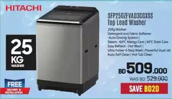 Sharaf DG Hitachi SFP250ZFVAD3CGXSS Top Load Washer offer