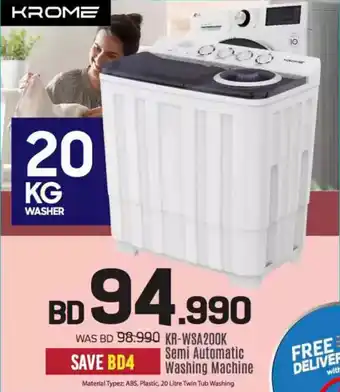 Sharaf DG Krome KR WSA200K Semi Automatic Washing Machine offer