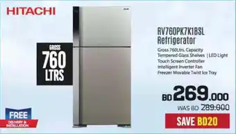 Sharaf DG Hitachi RV760PK7K1BSL Refrigerator offer