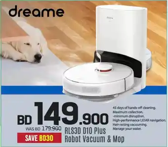 Sharaf DG Dreame RLS3D D10 Plus Robot Vacuum & Mop offer