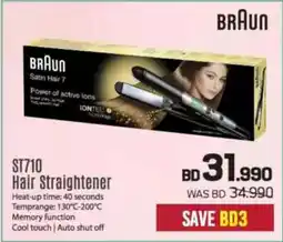 Sharaf DG Braun ST710 Hair Straightener Heat-up time: 40 seconds Temprange: 130°C-200°C Memory function offer