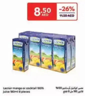 Carrefour Lacnor mango or cocktail 100% Juice offer