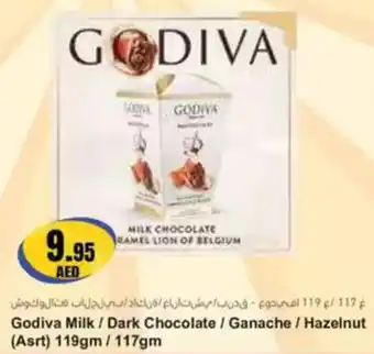 Almaya supermarket Godiva Milk, Dark Chocolate, Ganache, Hazelnut (Asrt) offer