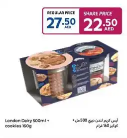 Carrefour London Dairy 500ml + cookies 160g offer