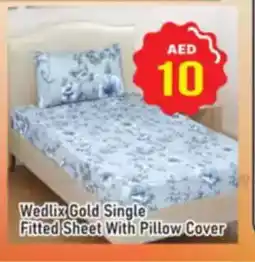 Al Madina Wedlix Gold Single Fitted Sheet With Pillow Cover offer