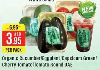 West Zone Supermarket Organic Cucumber, Eggplant, Capsicum Green, Cherry Tomato, Tomato Round UAE offer