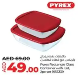 Lulu Hypermarket Pyrex Rectangle Glass Container with Lid set 9135339 offer