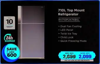 Eros Hitachi Top Mount Refrigerator RV710PUK7KBSL offer