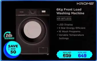 Eros Krome Front Load Washing Machine KR-WFL60S offer