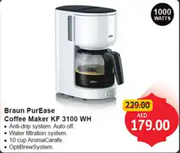 Union Coop Braun PurEase Coffee Maker KF 3100 WH offer