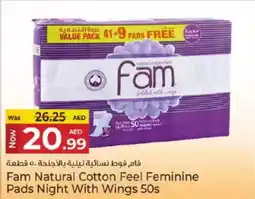 Kenz Hypermarket Fam natural cotton feel feminine pads night with wings offer