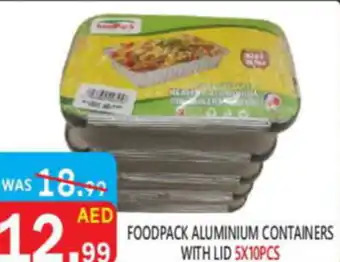 United Hypermarket Foodpack aluminium containers with lid 5x10pcs offer