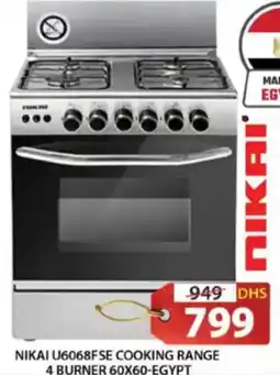 Grand Hyper Market Nikai cooking range 4 burner U6068FSE offer