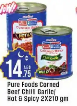 Cosco supermarket Pure Foods Corned Beef Chilll Garlic/ Hot & Spicy offer