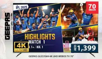Grand Hyper Market Geepas GLED7069 4K UHD webos TV offer